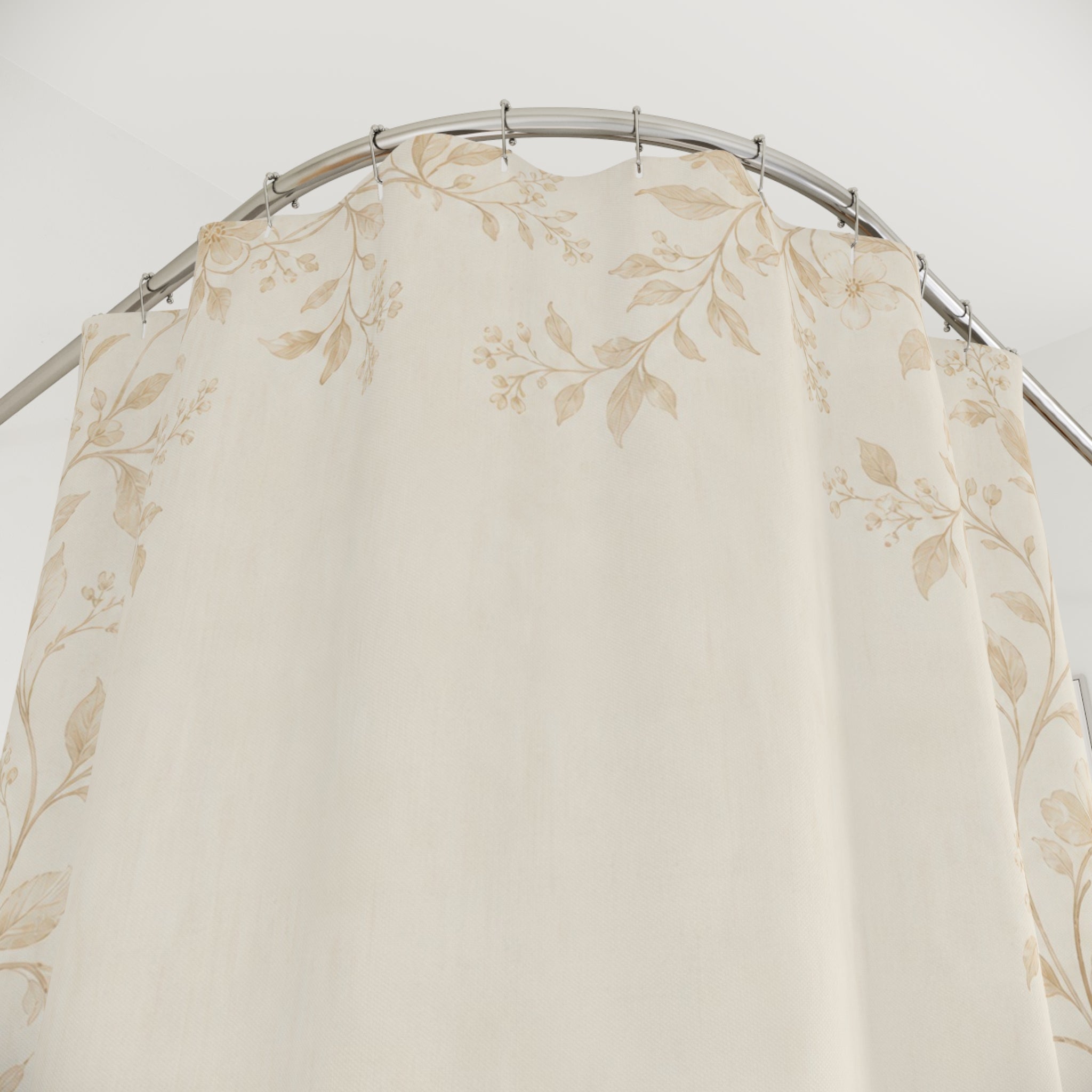 Beige Botanical Border Shower Curtain