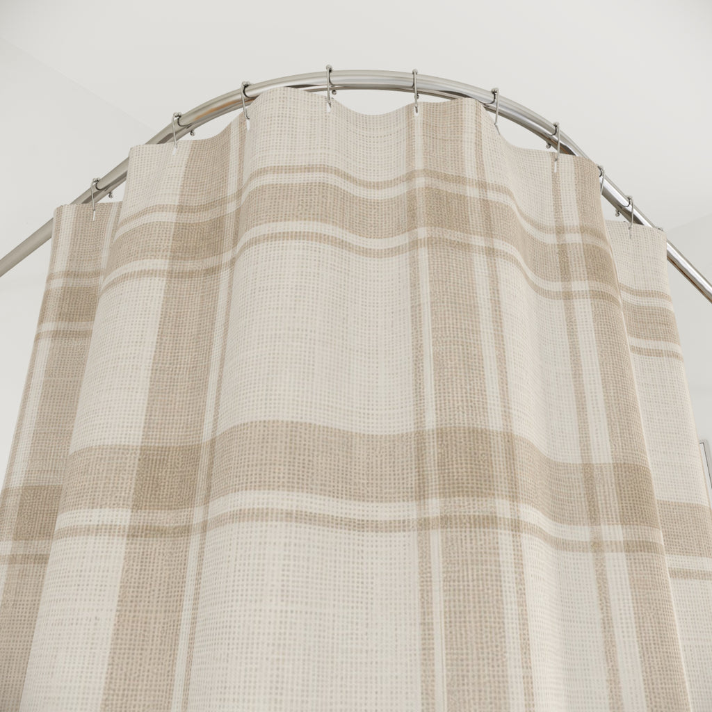 Neutral Plaid Check Shower Curtain