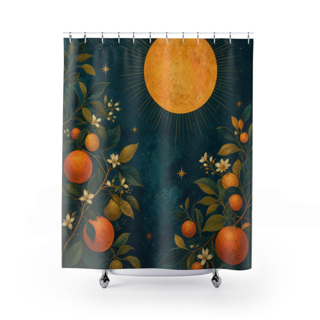 Gilded Citrus Sun Decorative Shower Curtain