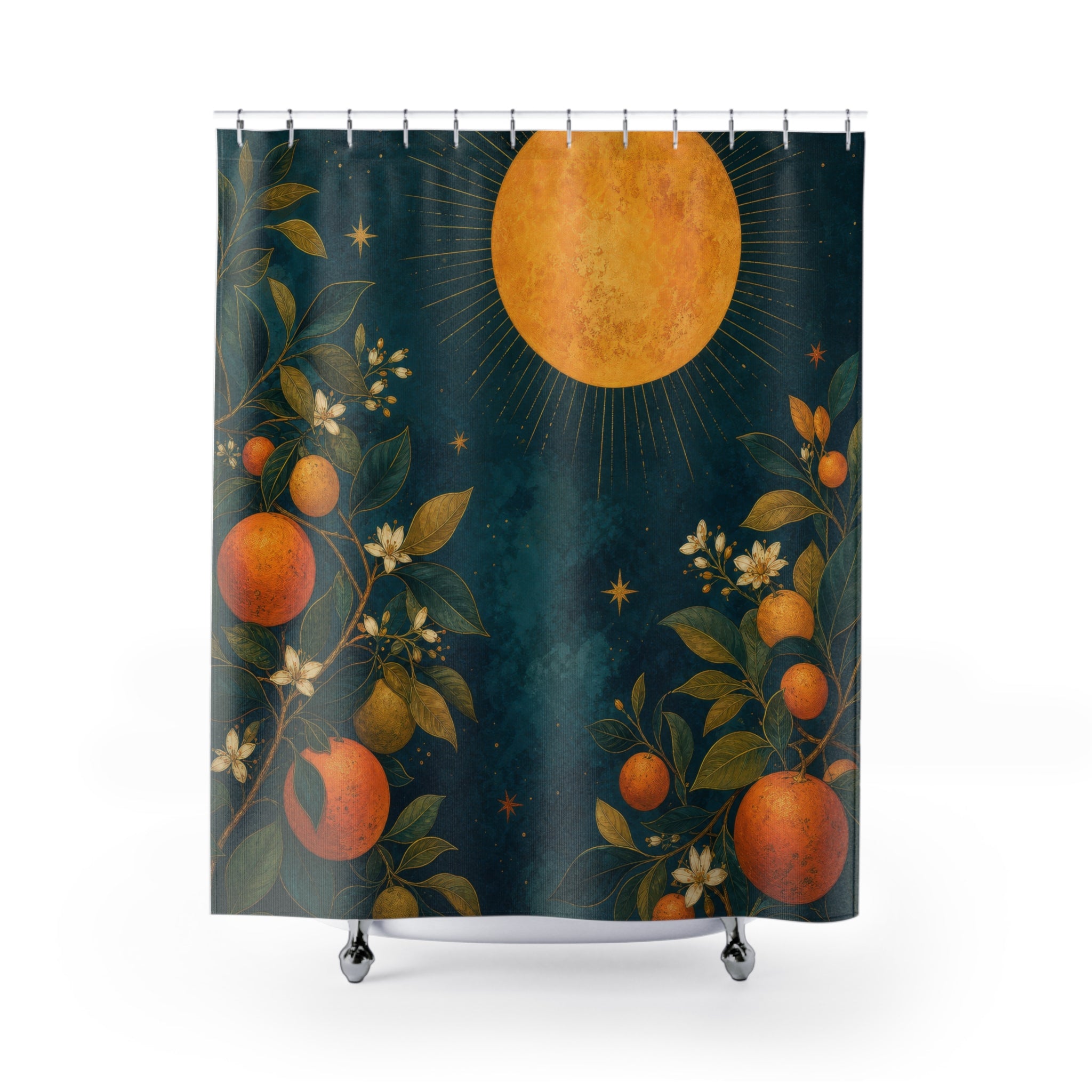 Gilded Citrus Sun Decorative Shower Curtain