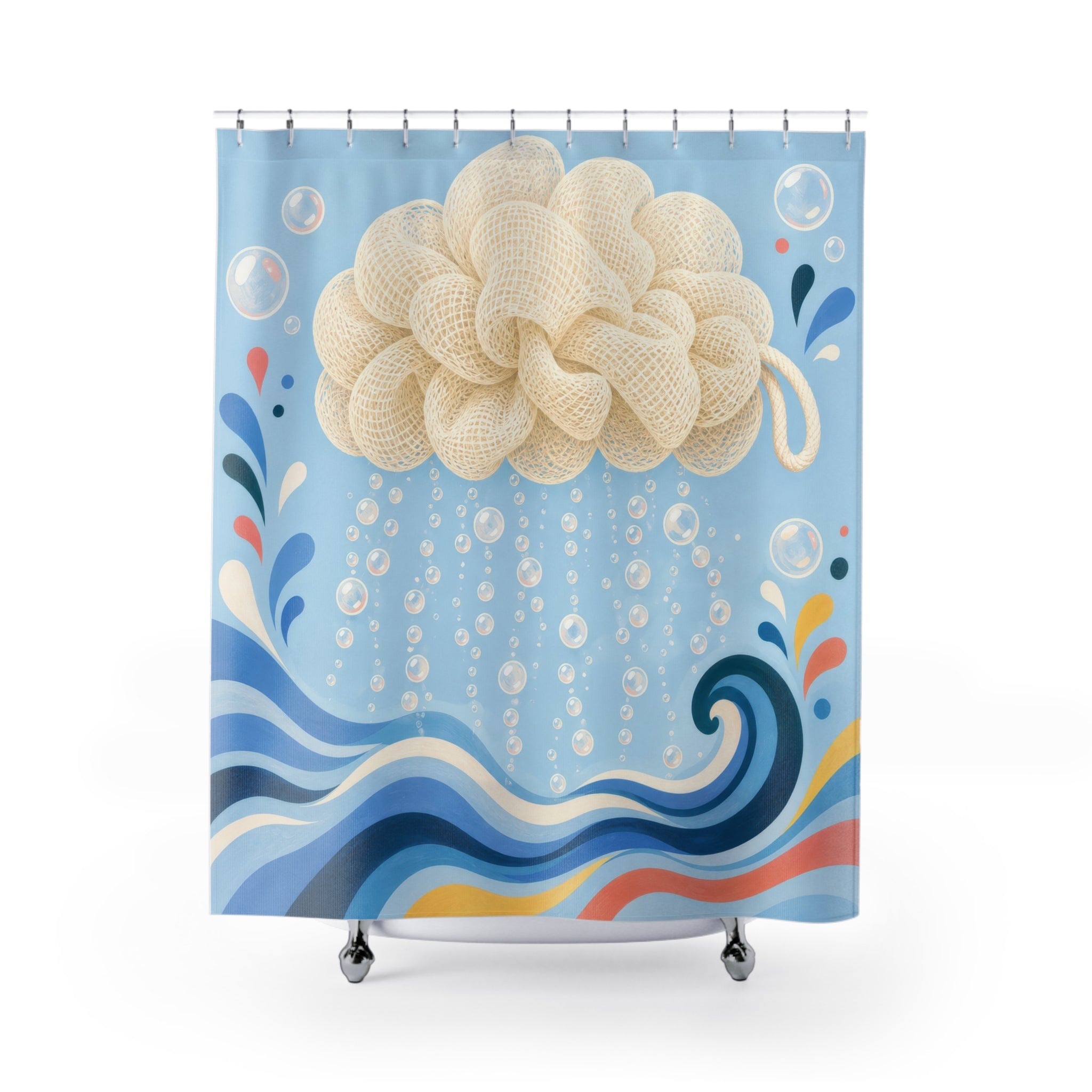 Giant Loofah Wave Shower Curtain
