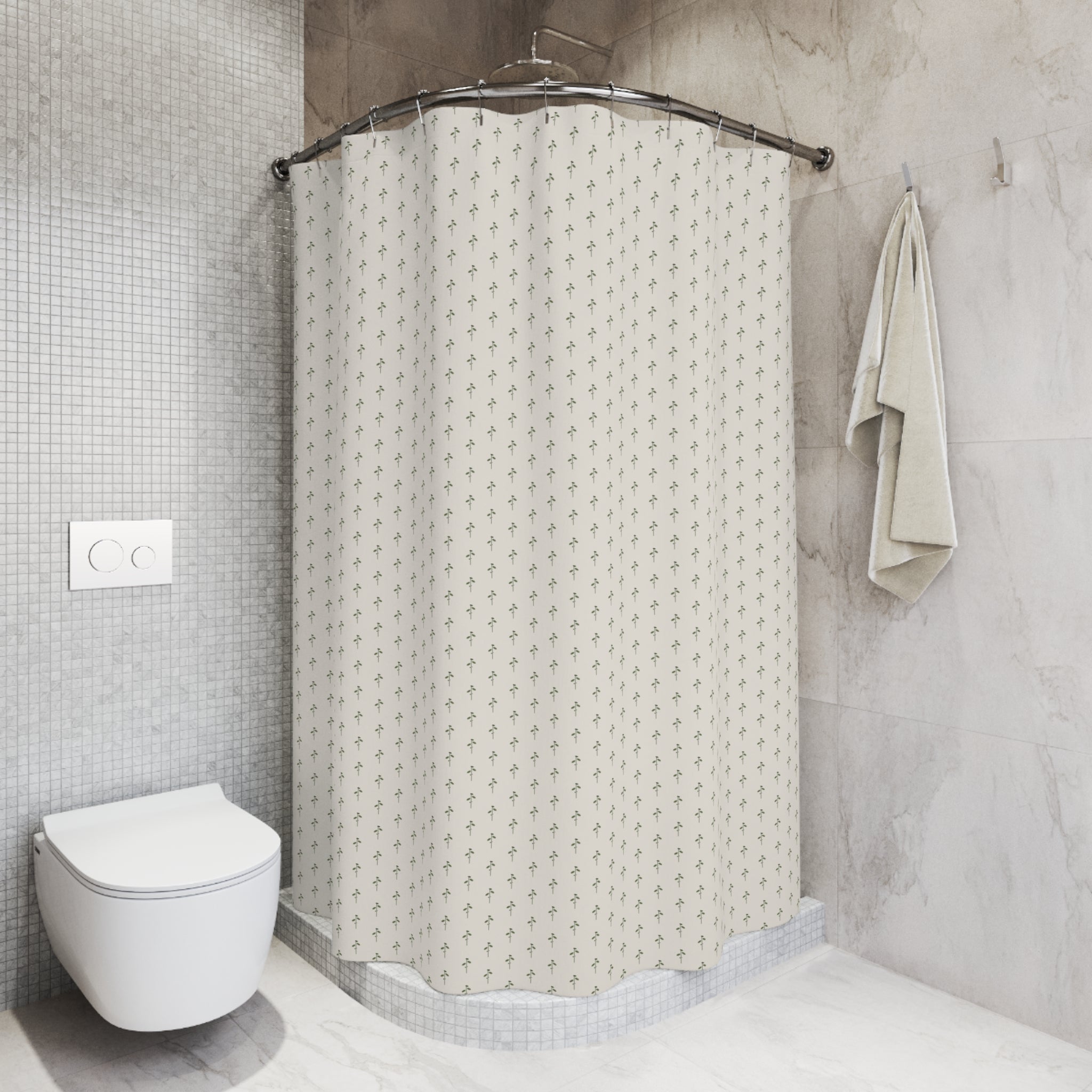 Farmhouse Sprig Shower Curtain – Olive Botanical