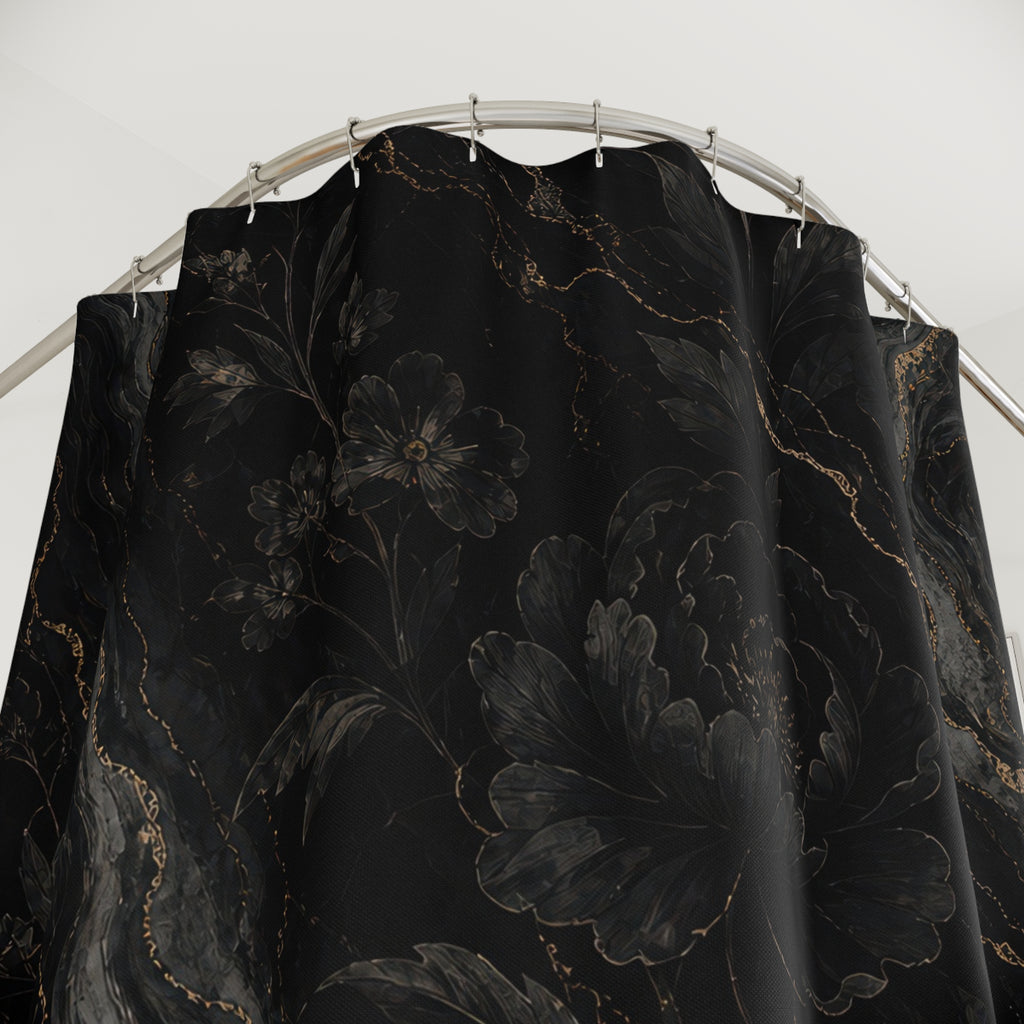 Gothic Peony Marble Shower Curtain