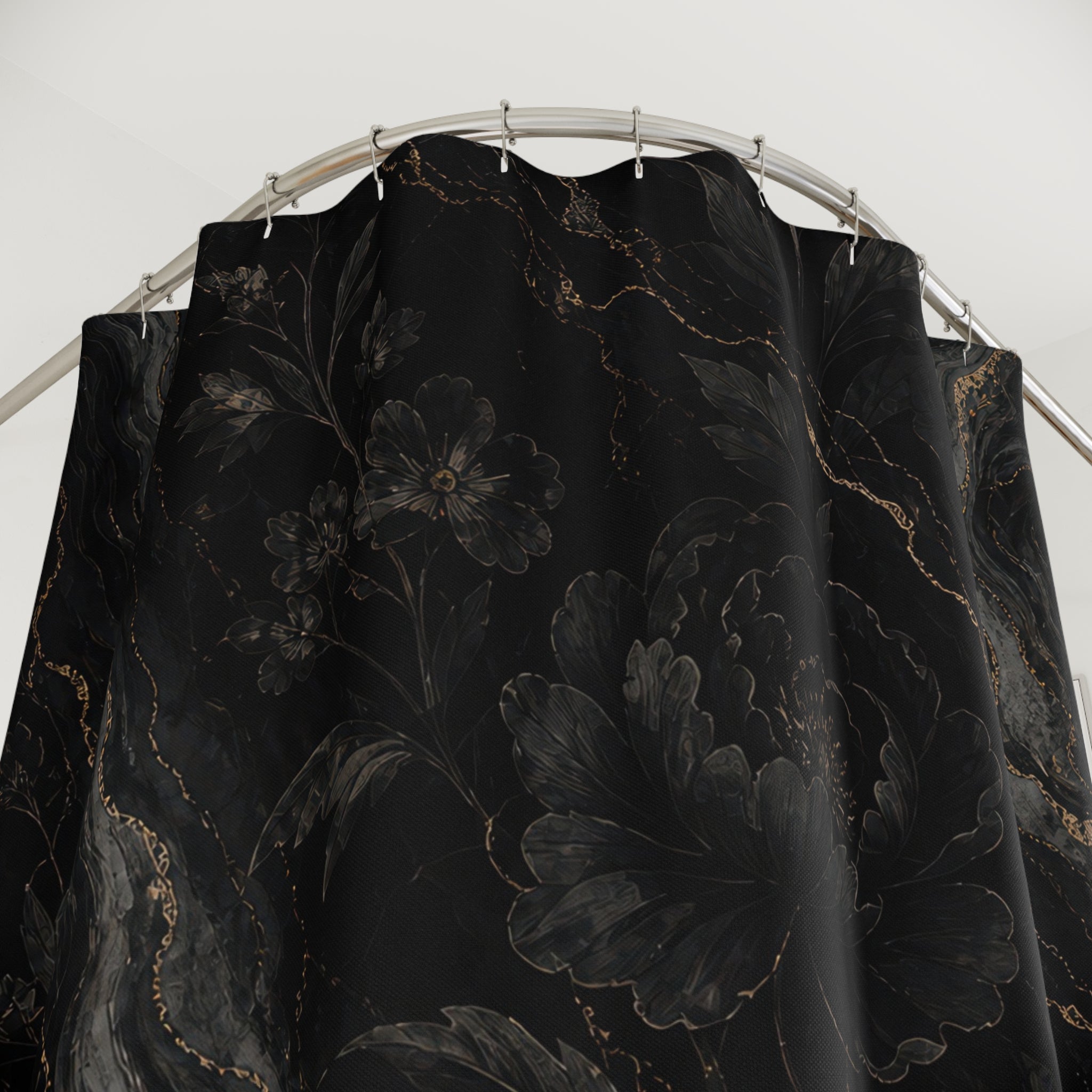 Gothic Peony Marble Shower Curtain