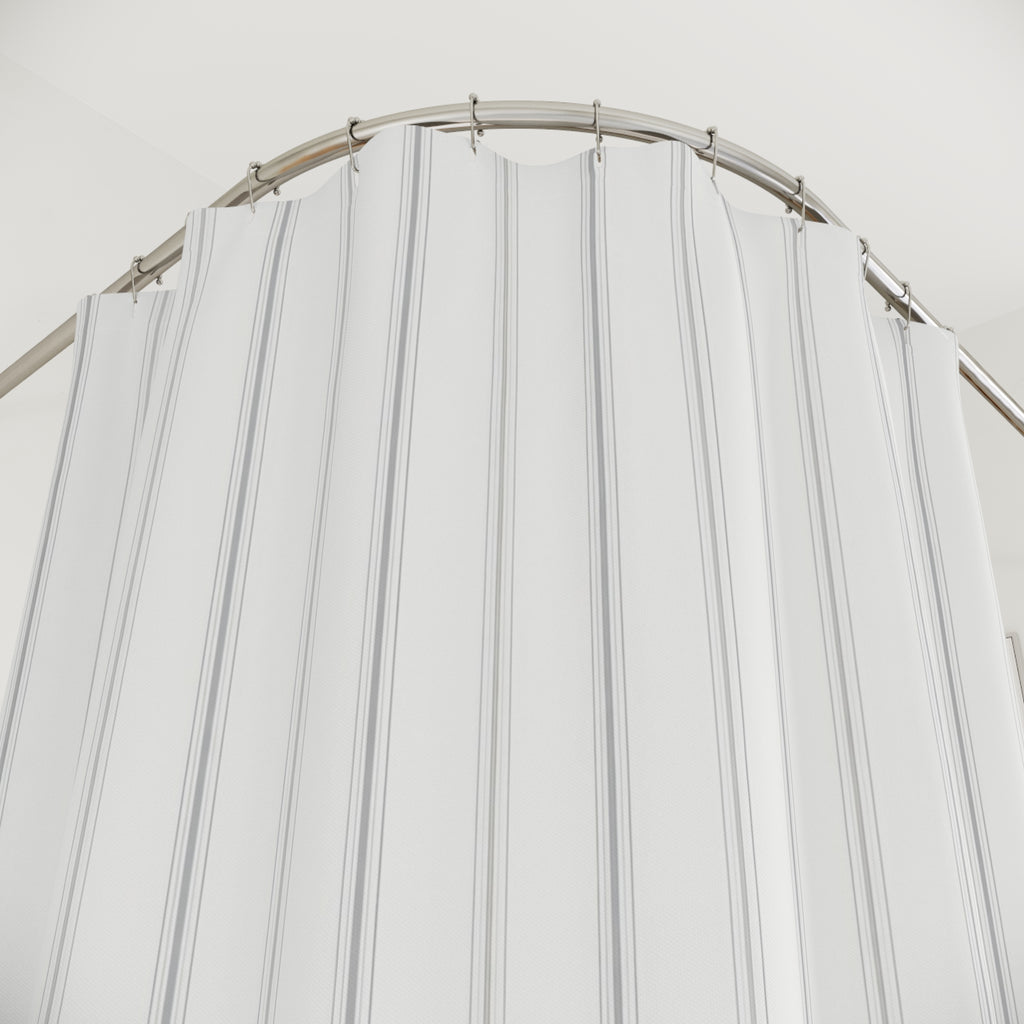 Beige Cream Close Pinstripe Shower Curtain
