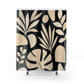 Black Cream Botanical Silhouette Shower Curtain