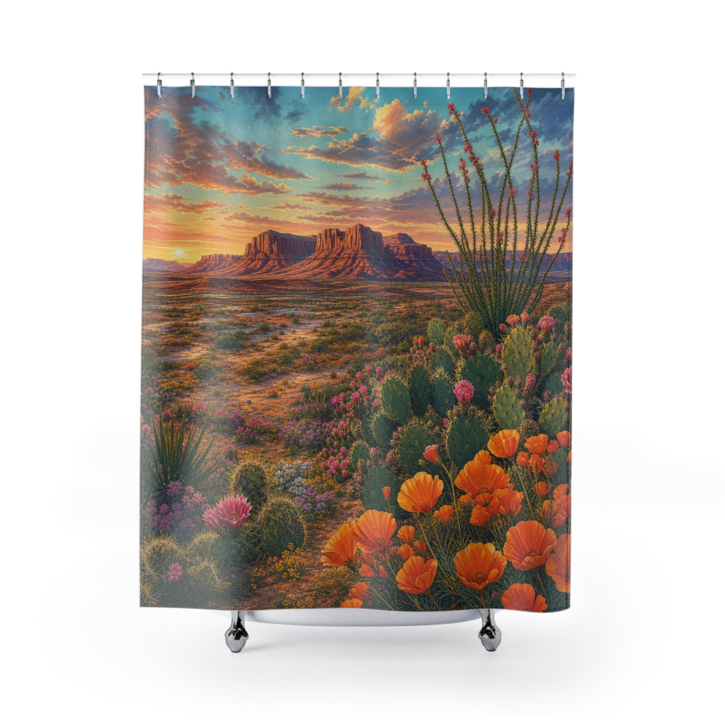 Desert Superbloom Mesas Shower Curtain