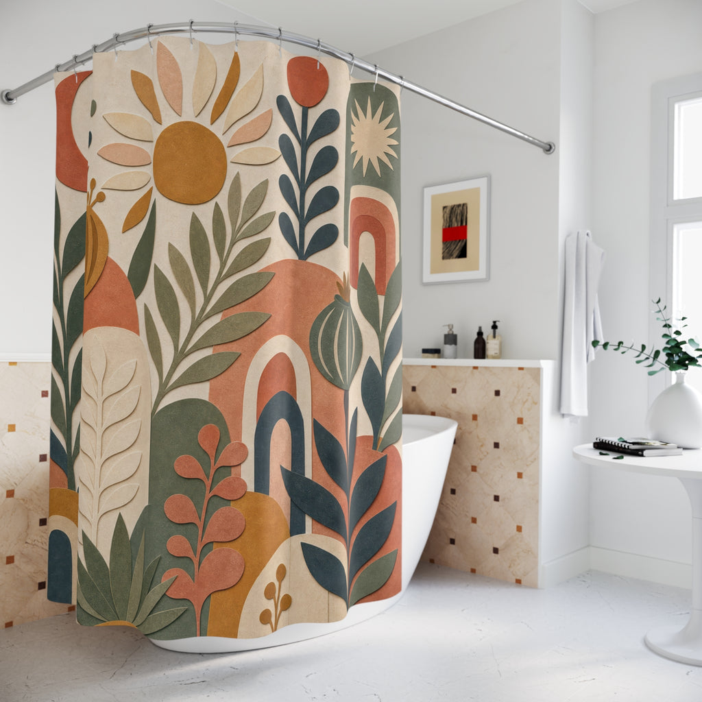 Modern Boho Botanical Shower Curtain