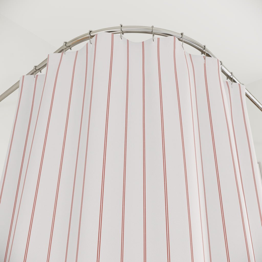 Red & White Double Pinstripe Shower Curtain – Elegant