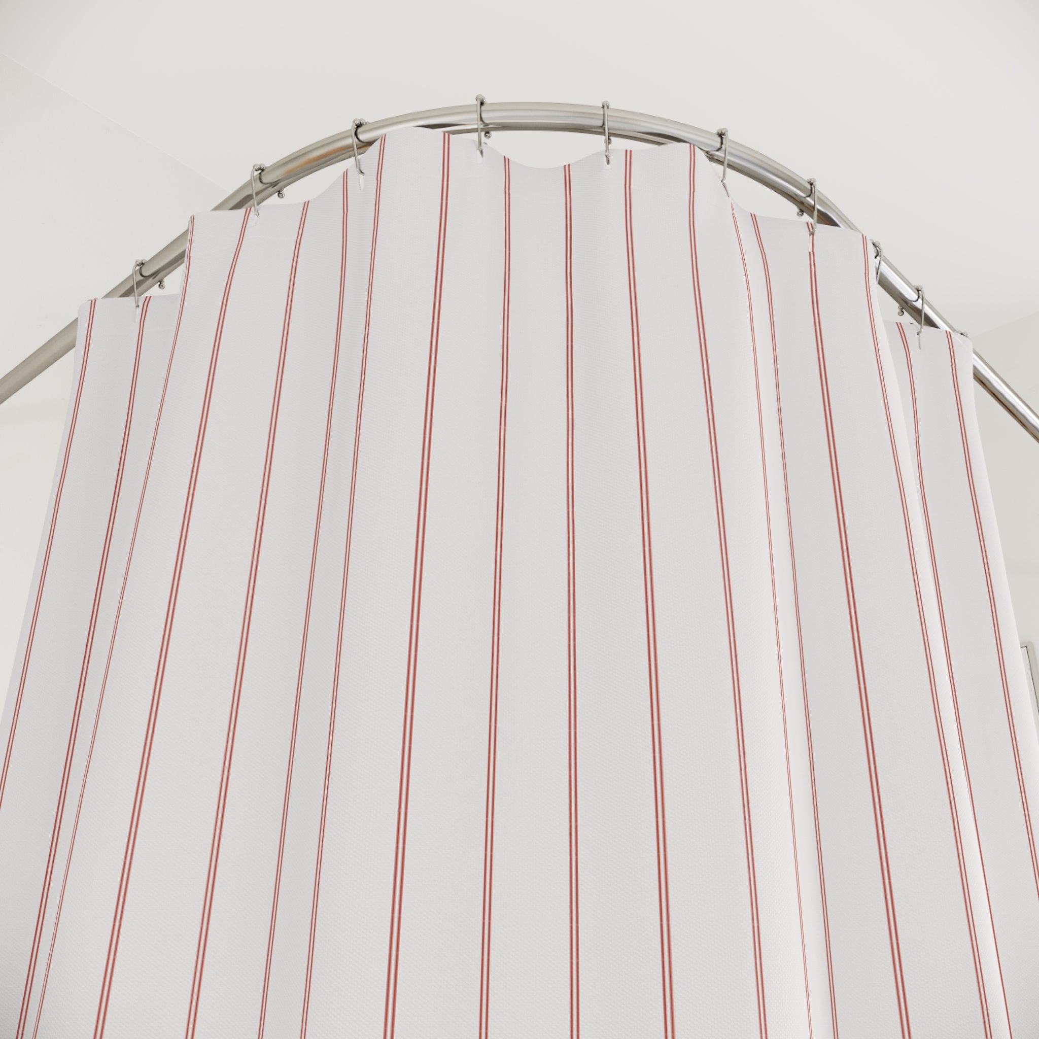 Red & White Double Pinstripe Shower Curtain – Elegant
