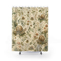 Snail Woodland Botanical Shower Curtain