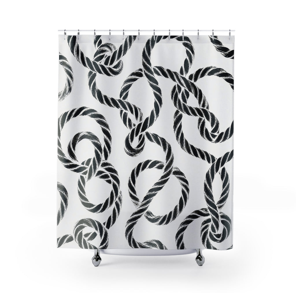 Black White Rope Shower Curtain