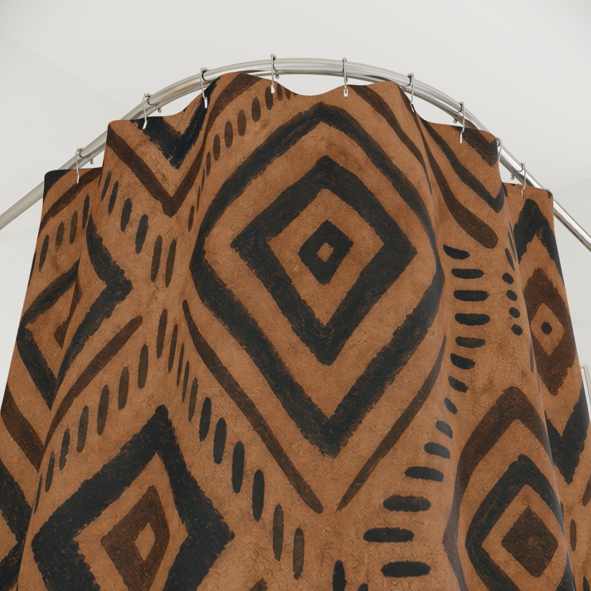 Black Brown Diamond Medallion Shower Curtain