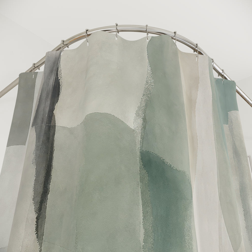 Sage Gray Watercolor Abstract Shower Curtain