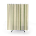 Sage Green Beige Ticking Stripe Shower Curtain