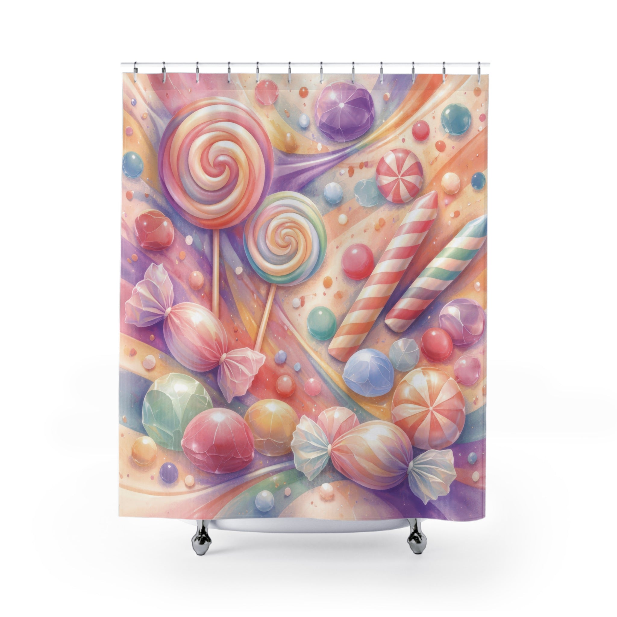 Pastel Candy Swirl Shower Curtain – Rainbow