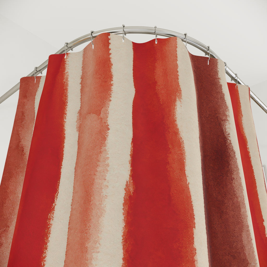Rice Paper Red Stripe Shower Curtain