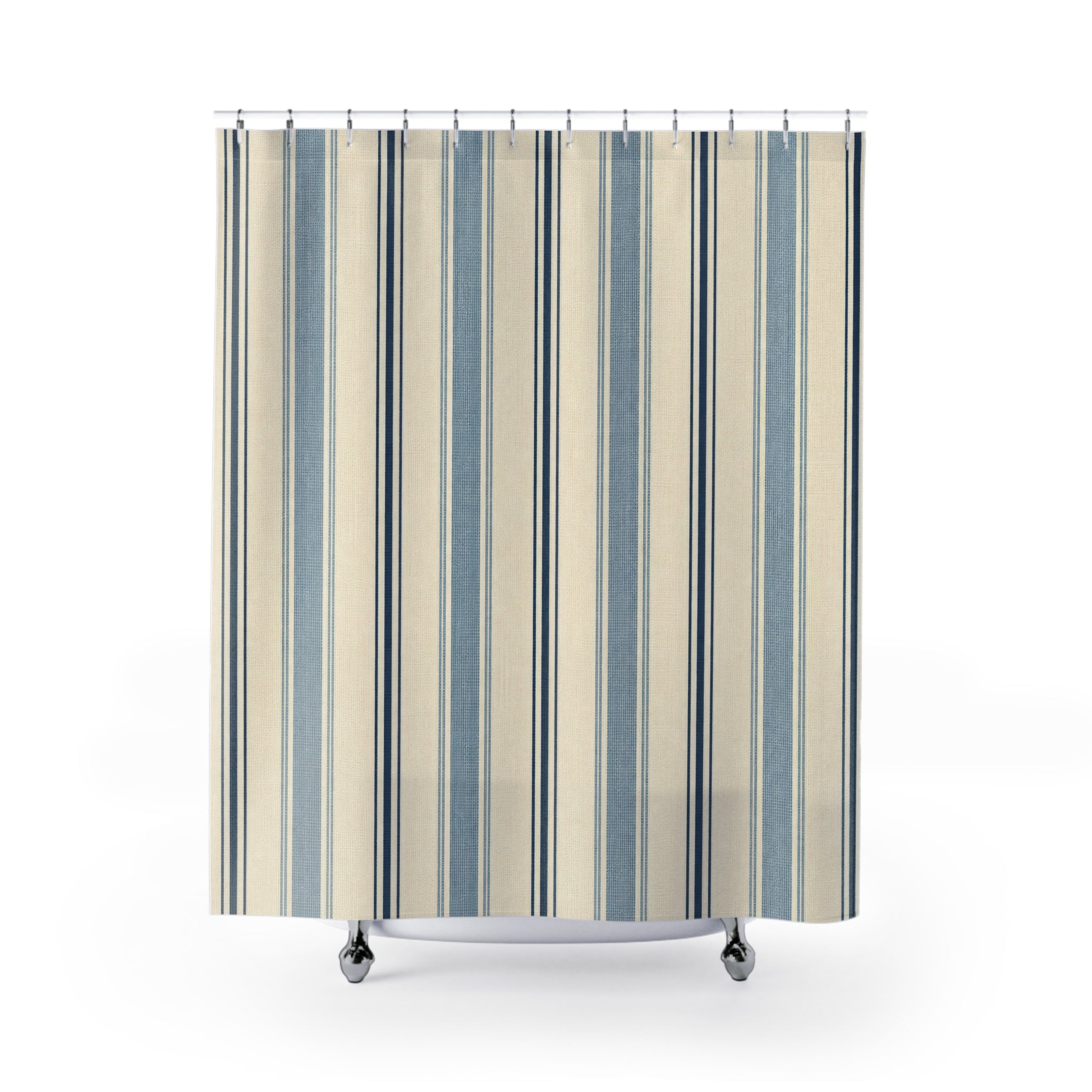 Navy Striped Shower Curtain