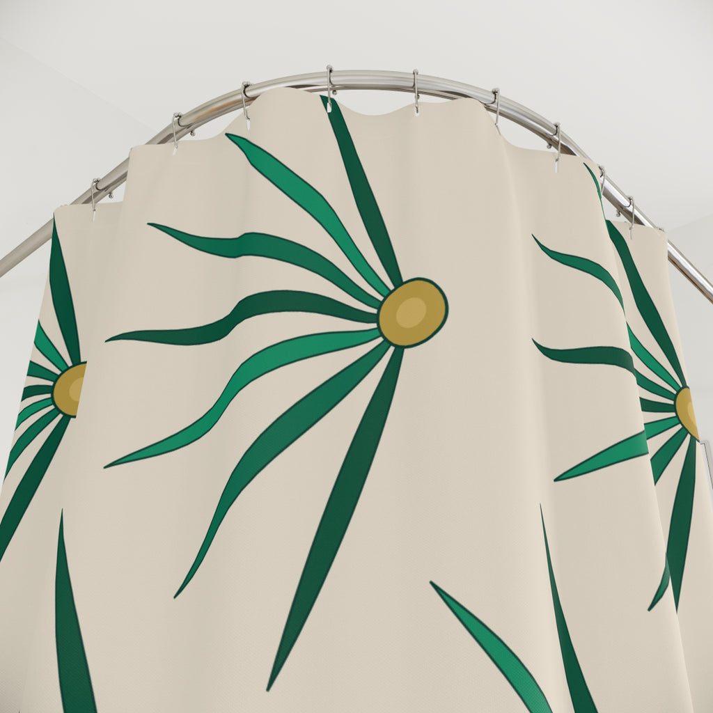 Emerald Green Shower Curtain: Art Deco Fan