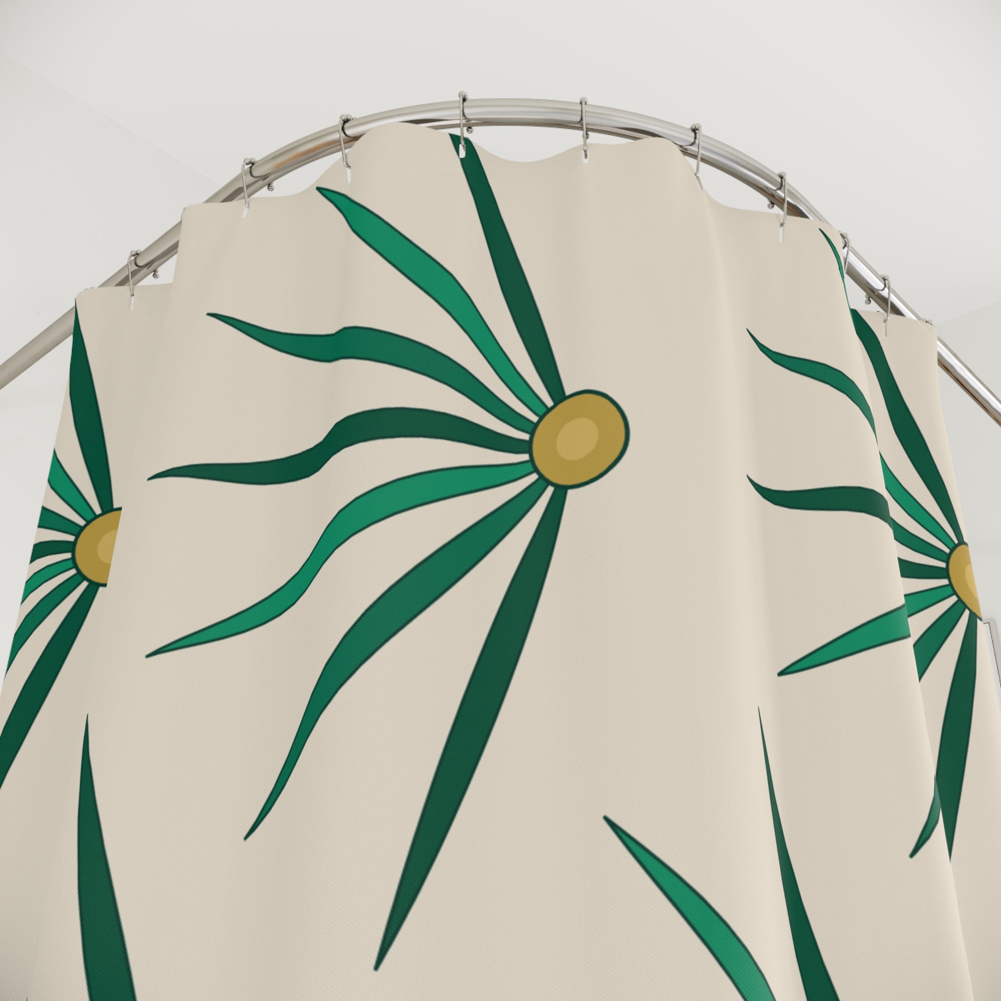 Emerald Green Shower Curtain: Art Deco Fan