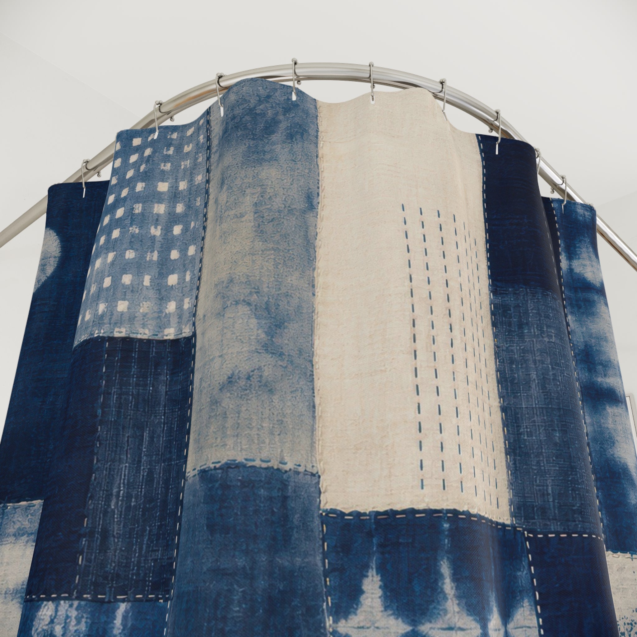 Indigo Block Print Shower Curtain