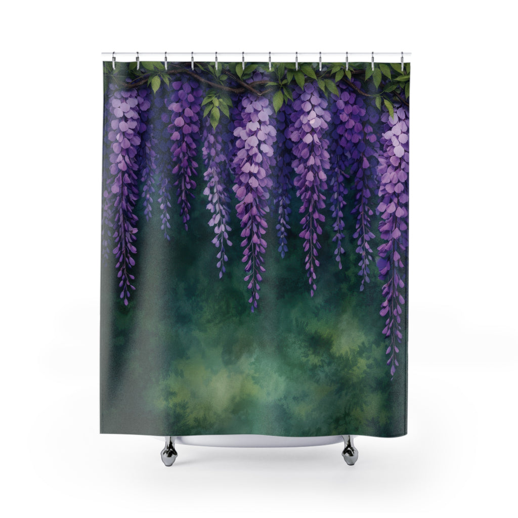 Purple Wisteria Shower Curtain – Forest Green Moody