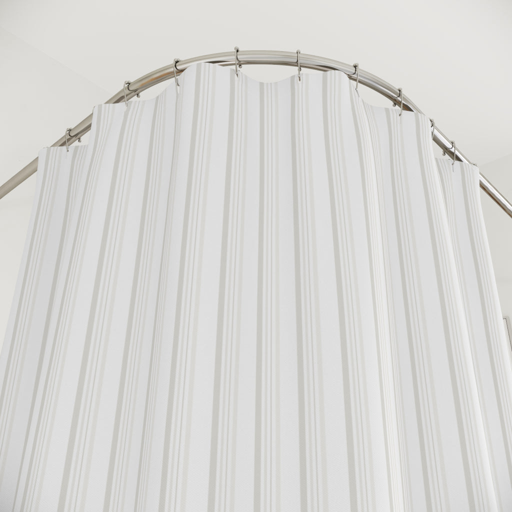 White Tone-on-Tone Striped Shower Curtain