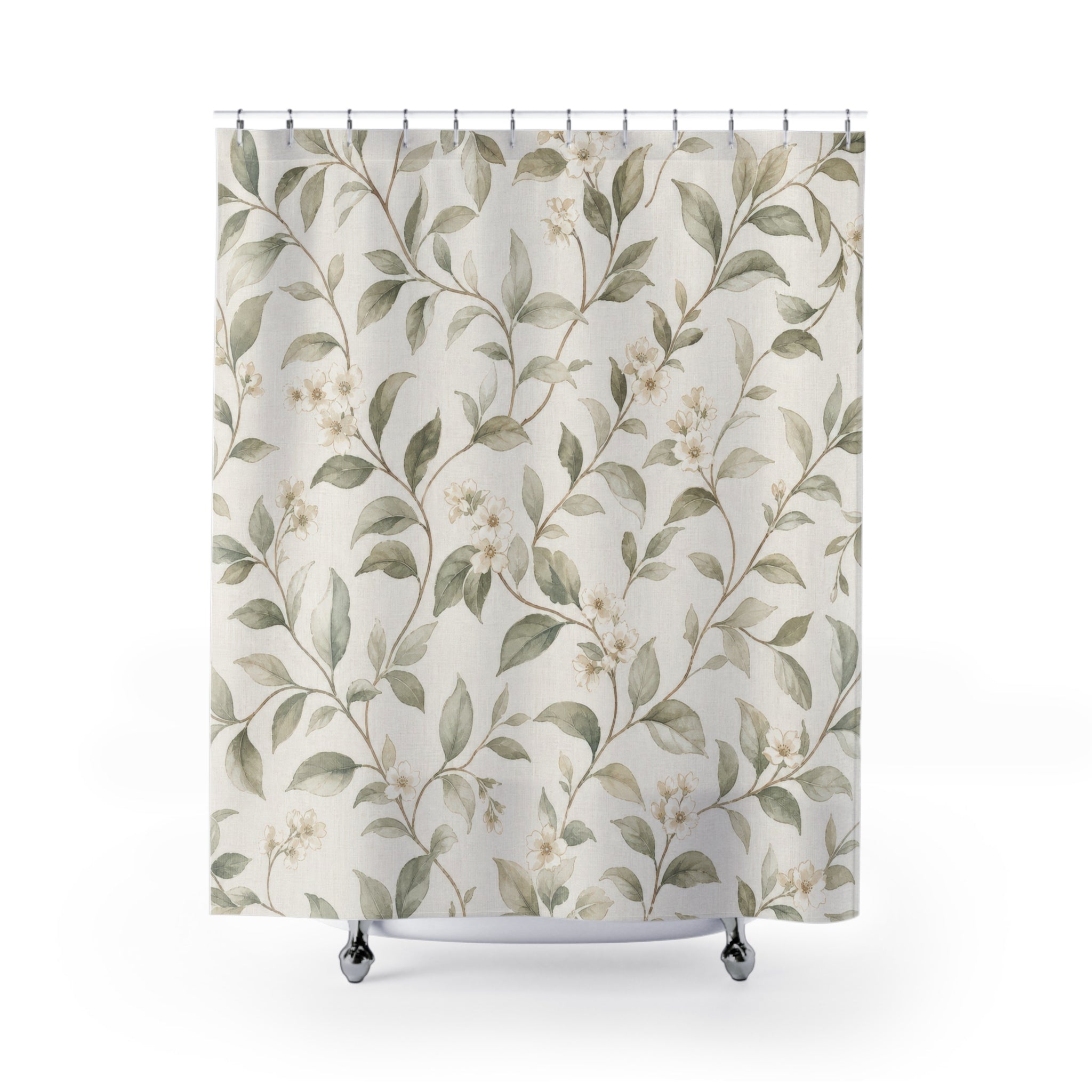 Sage Green Botanical Vine Shower Curtain