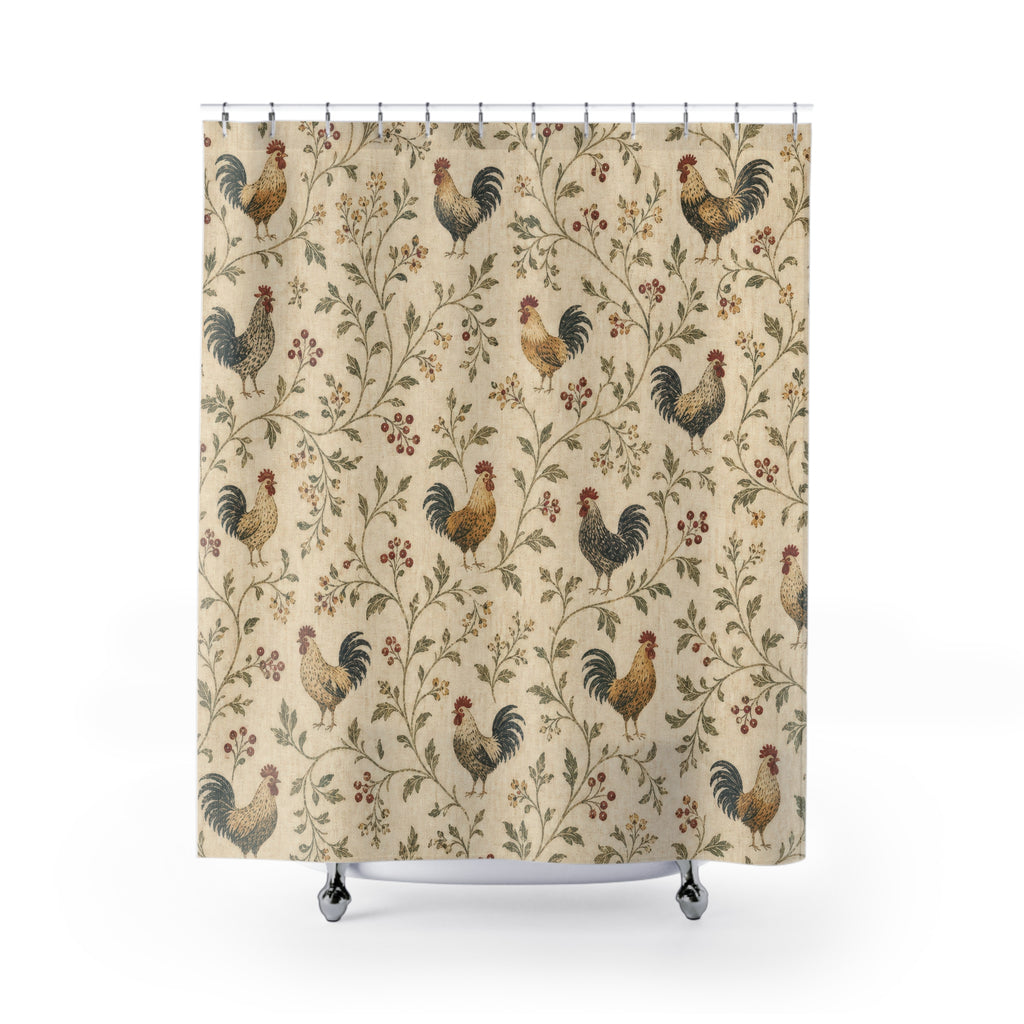 Rooster Farmhouse Country Shower Curtain