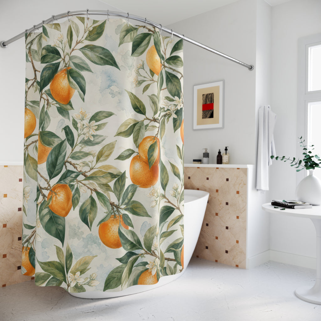 Orange Tree Branch Shower Curtain