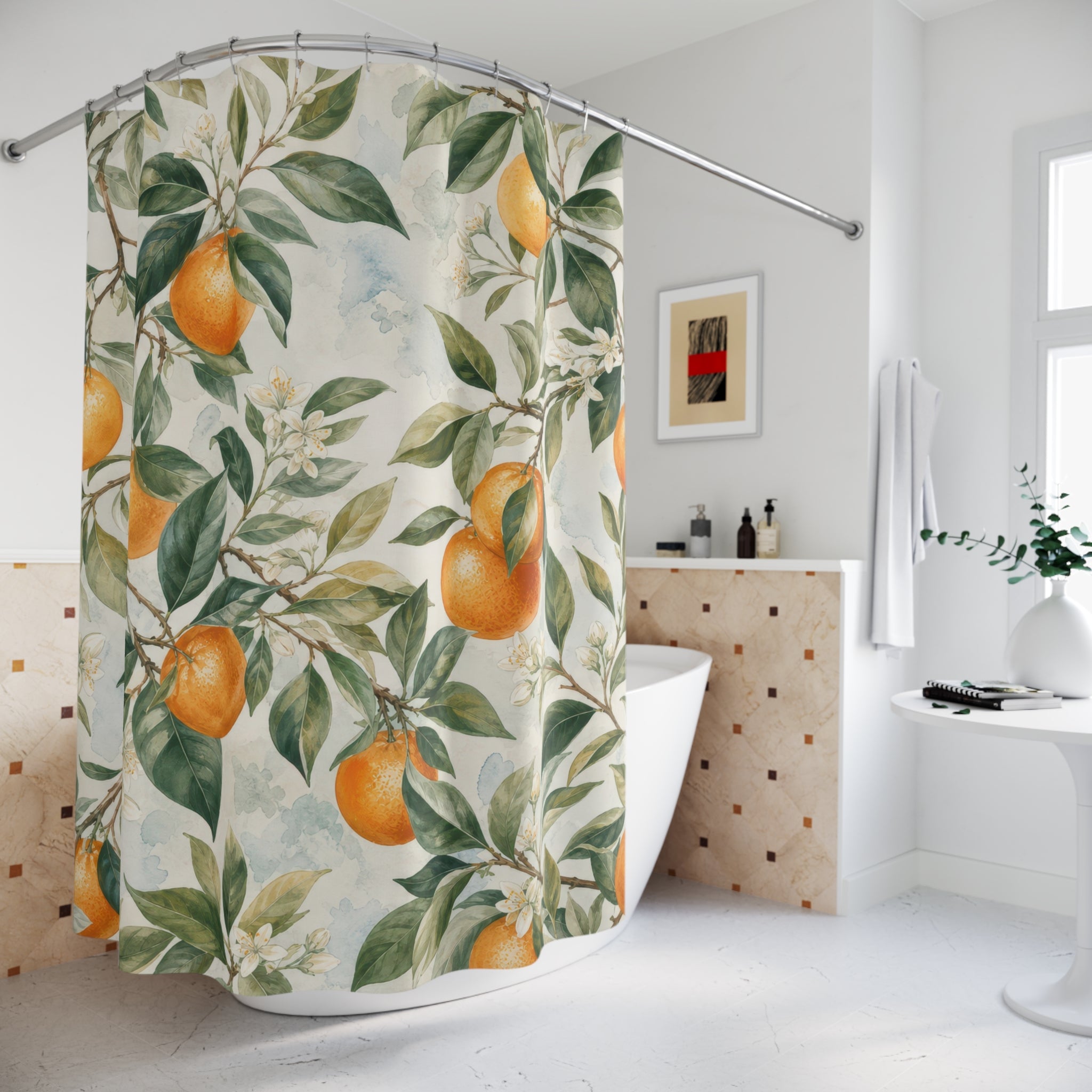 Orange Tree Branch Shower Curtain
