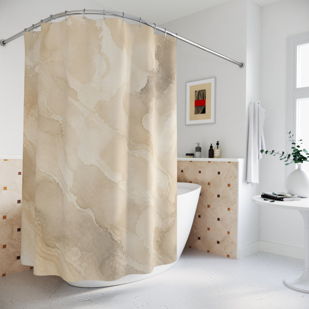 Neutral Marble Stone Shower Curtain