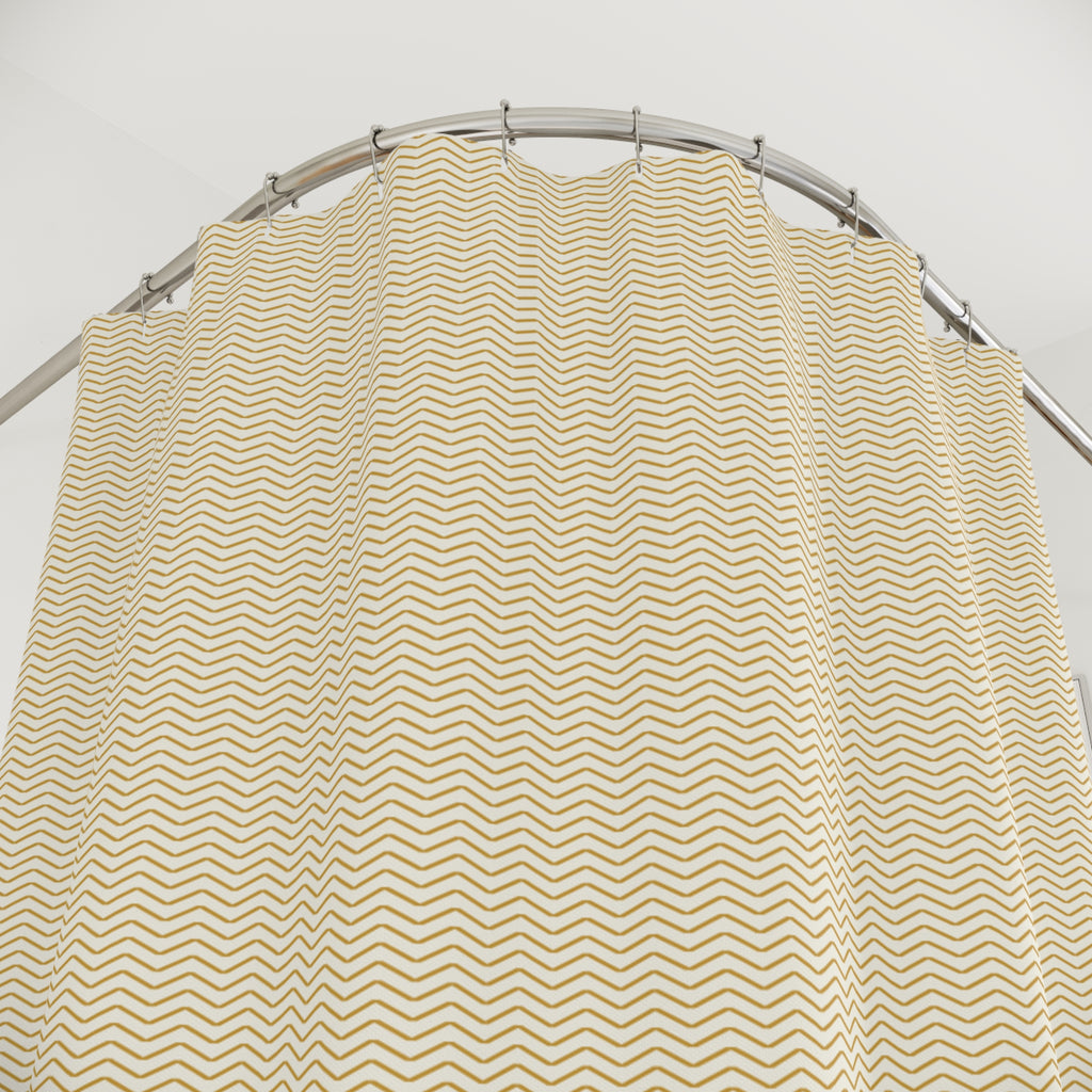 Yellow and White Herringbone Shower Curtain