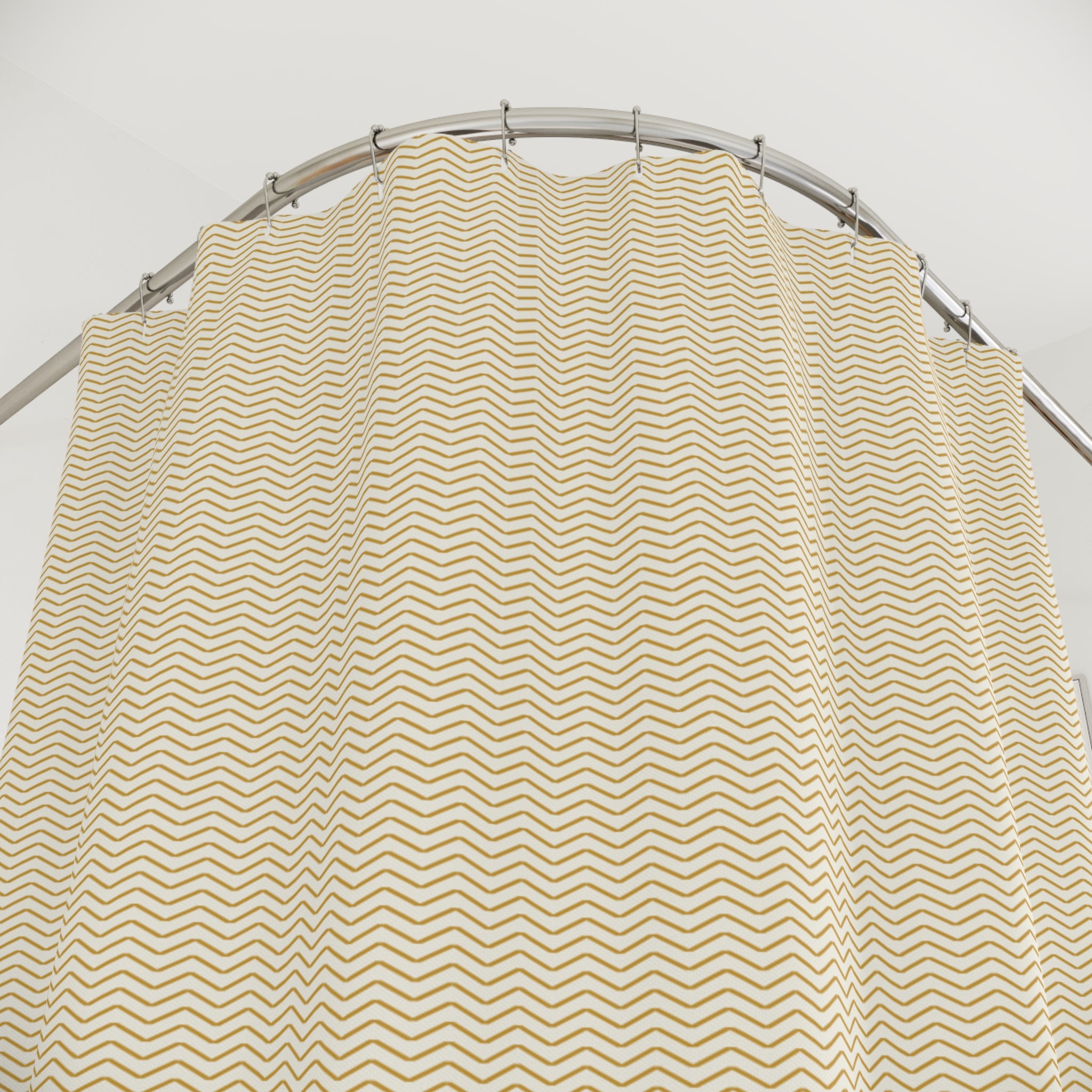 Yellow and White Herringbone Shower Curtain