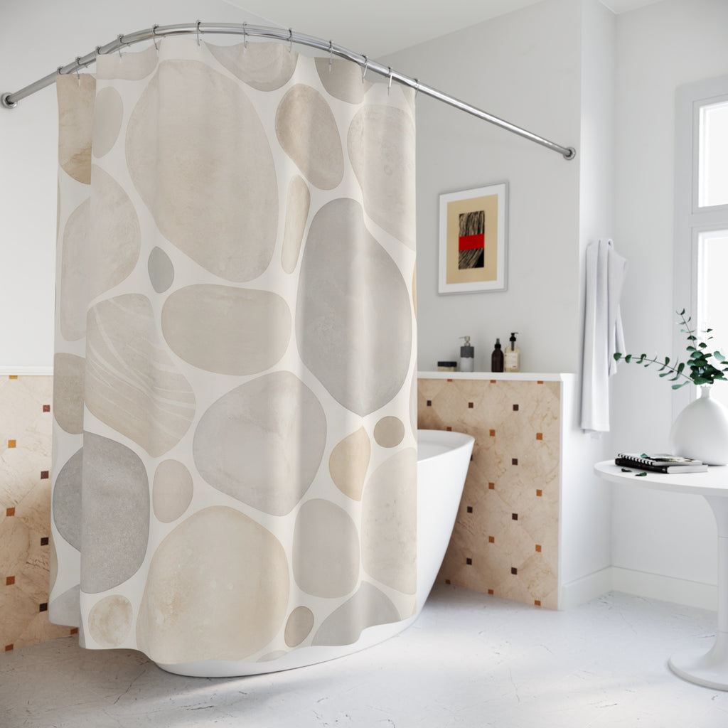 Off White Pebble Stone Look Shower Curtain