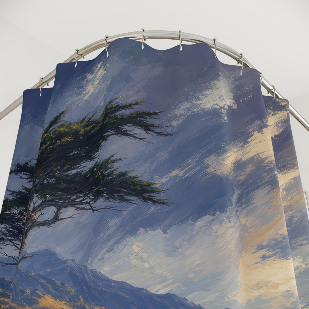 Windswept Cypress Coastal Shower Curtain
