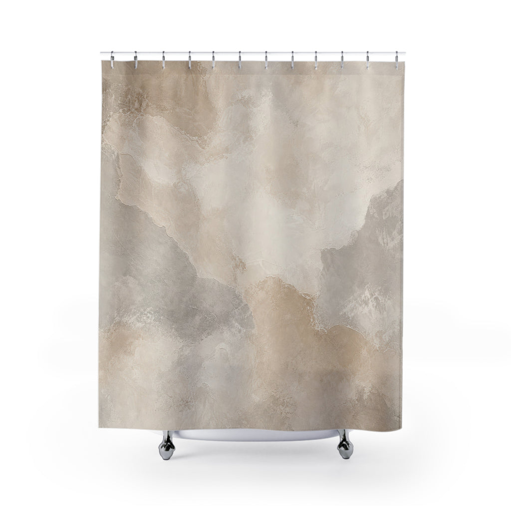 Beige Gray Abstract Stone Texture Shower Curtain