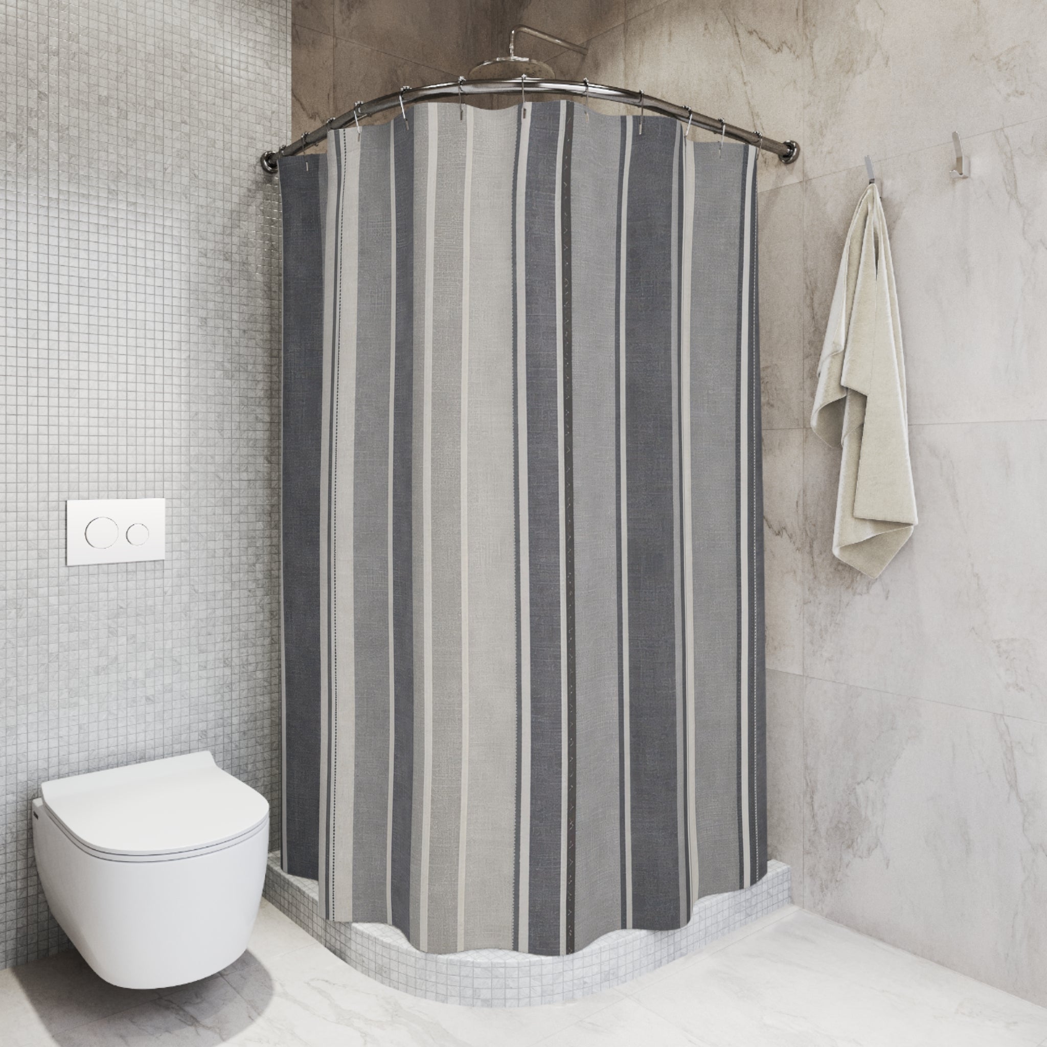Modern Grey Stripe Shower Curtain