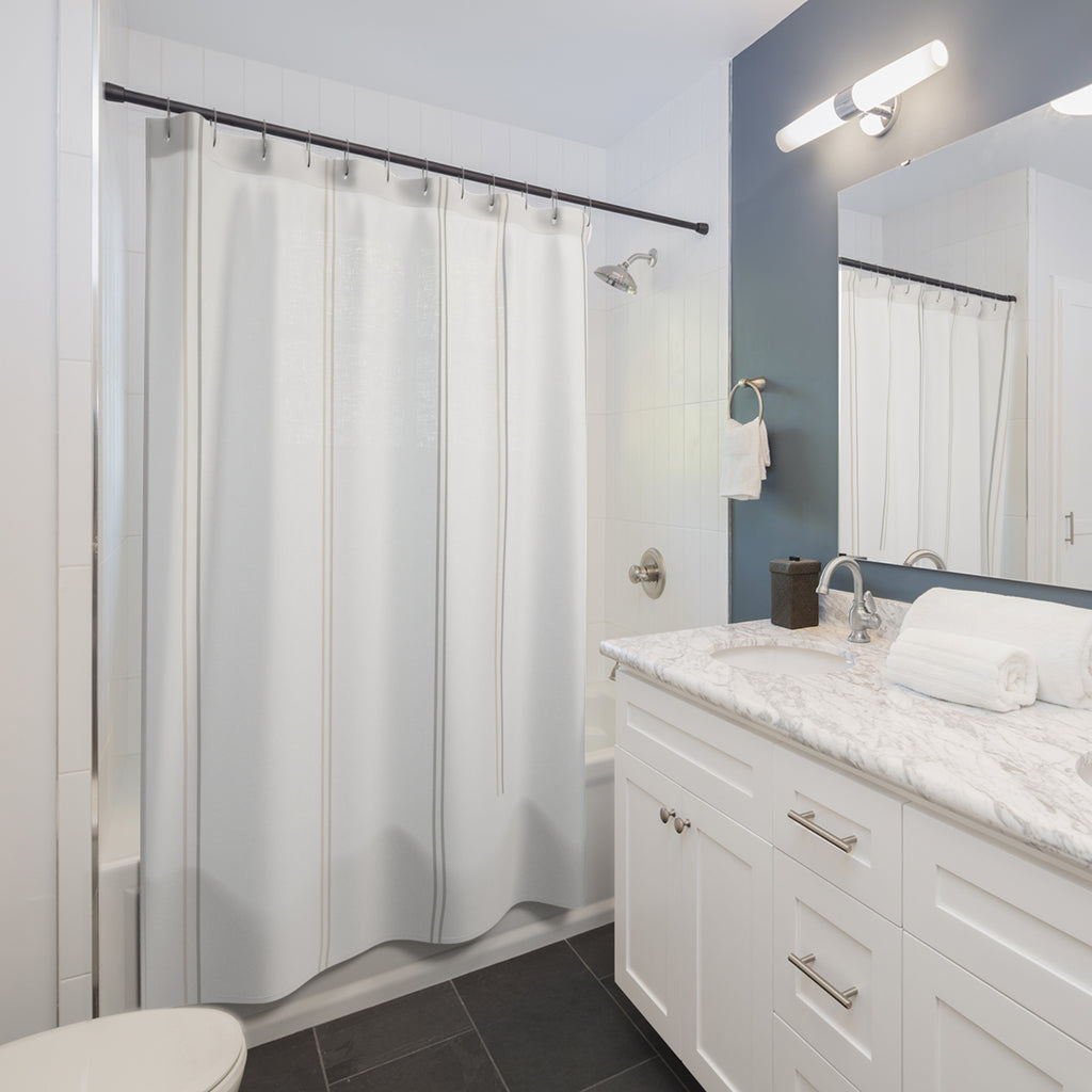 Sparse Gray Beige Vertical Line Shower Curtain