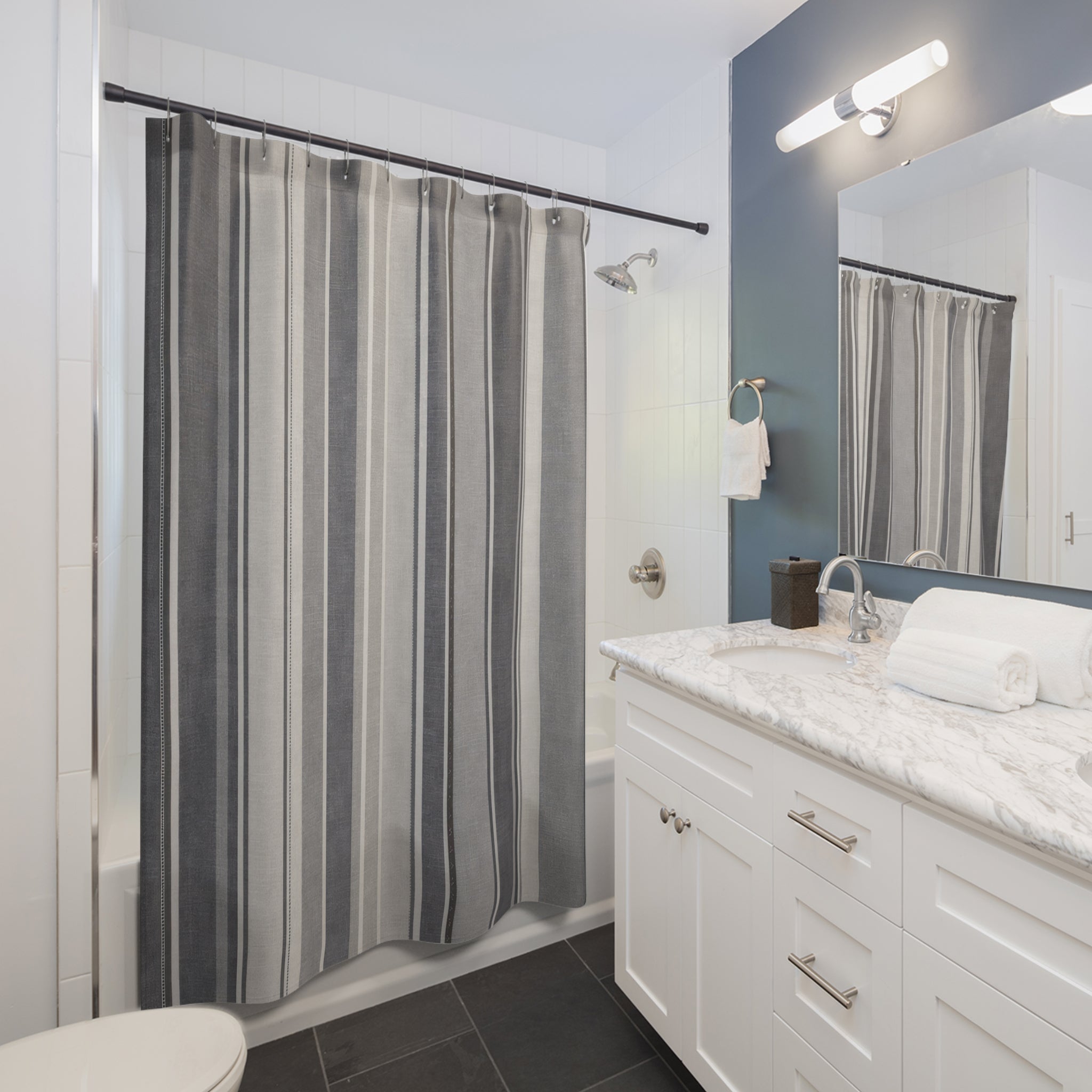 Modern Grey Stripe Shower Curtain