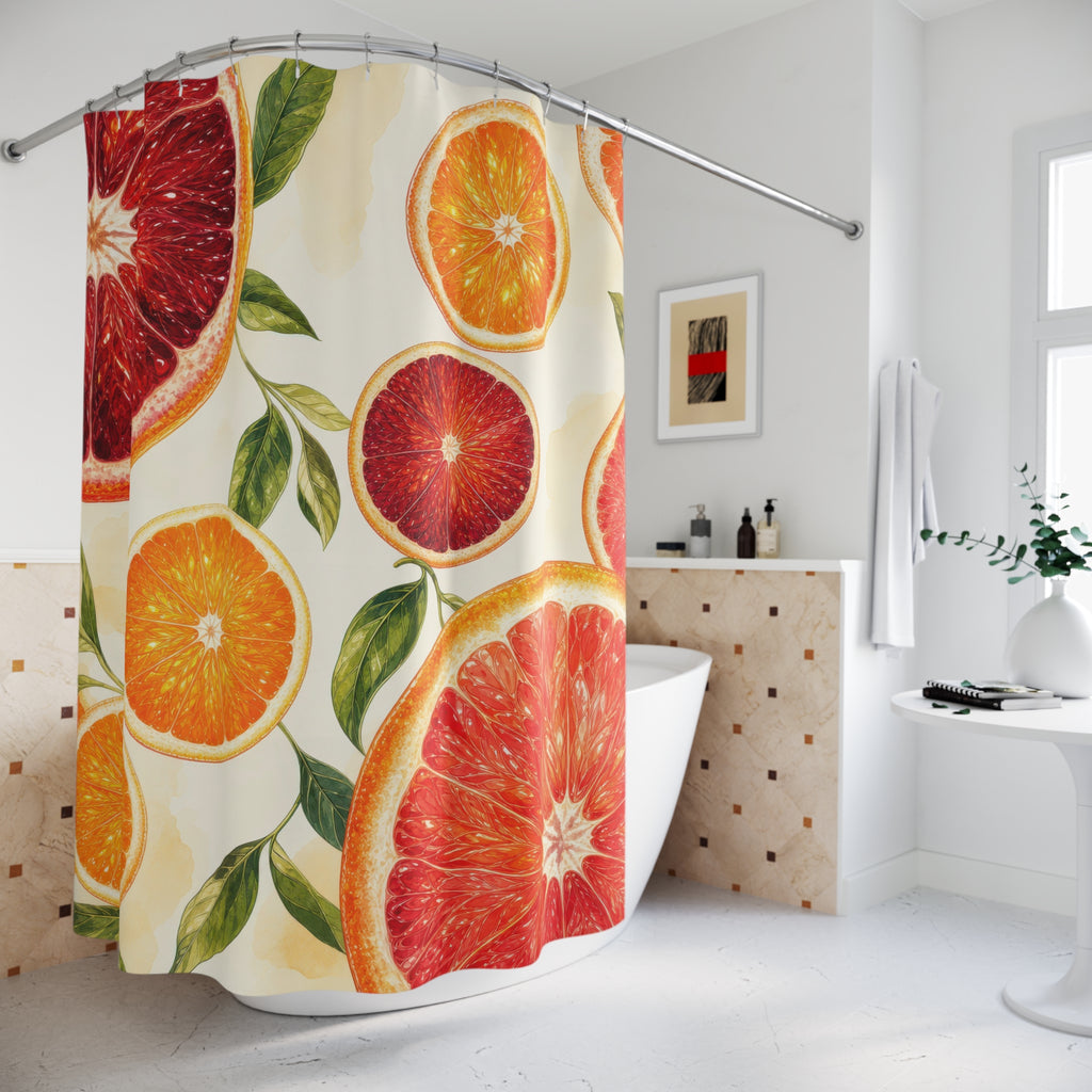 Stained Glass Orange Slice Shower Curtain