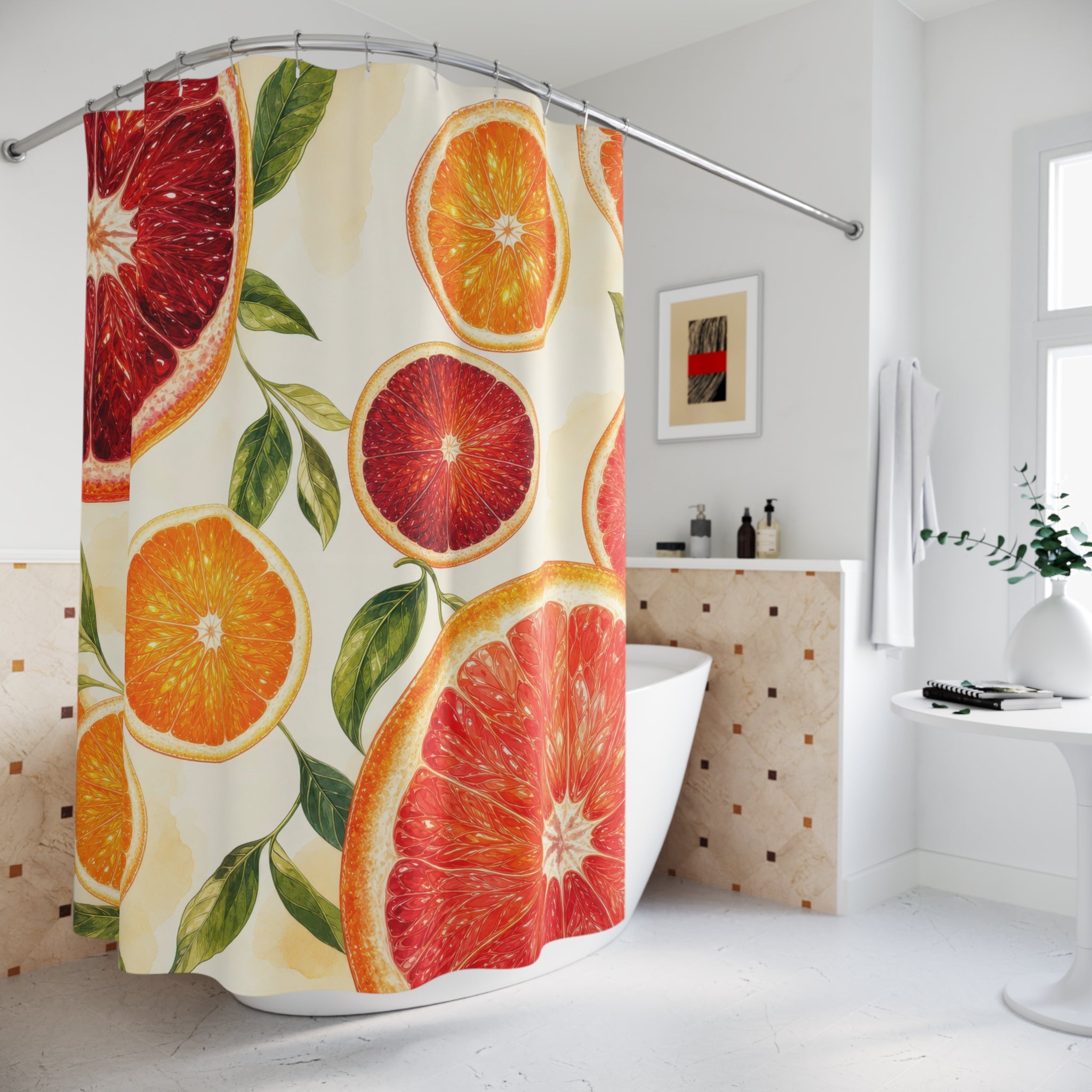 Stained Glass Orange Slice Shower Curtain