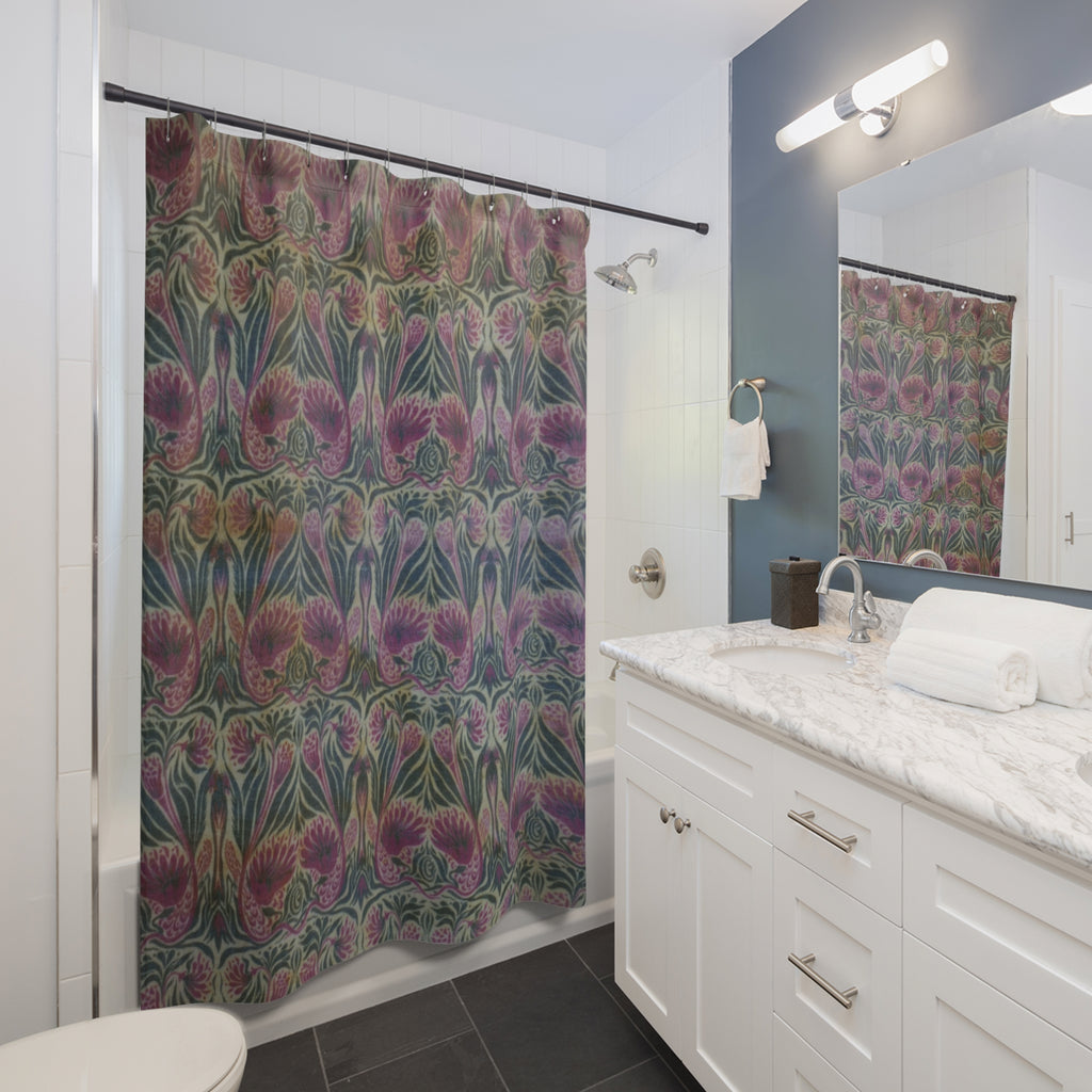 Mackmurdo Peacock Shower Curtain – Teal & Magenta