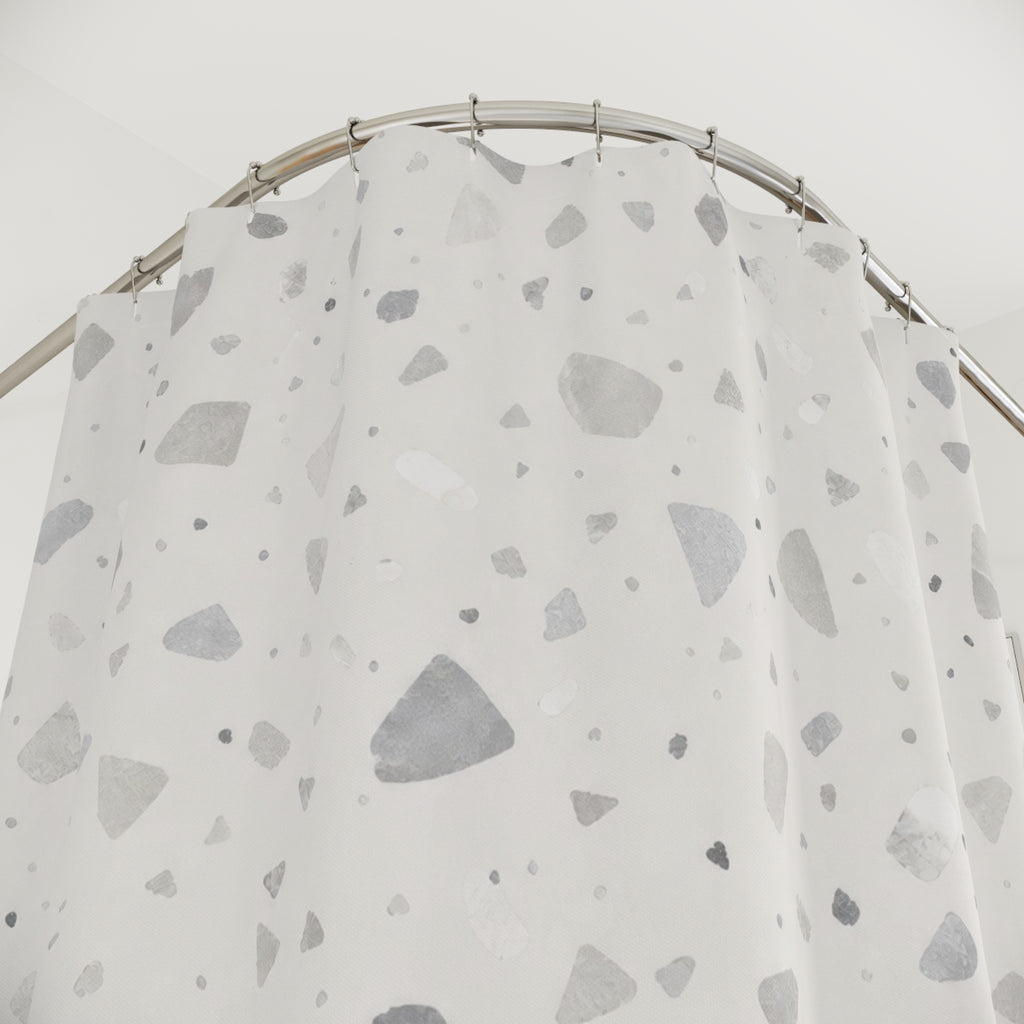 Grey White Terrazzo Shower Curtain