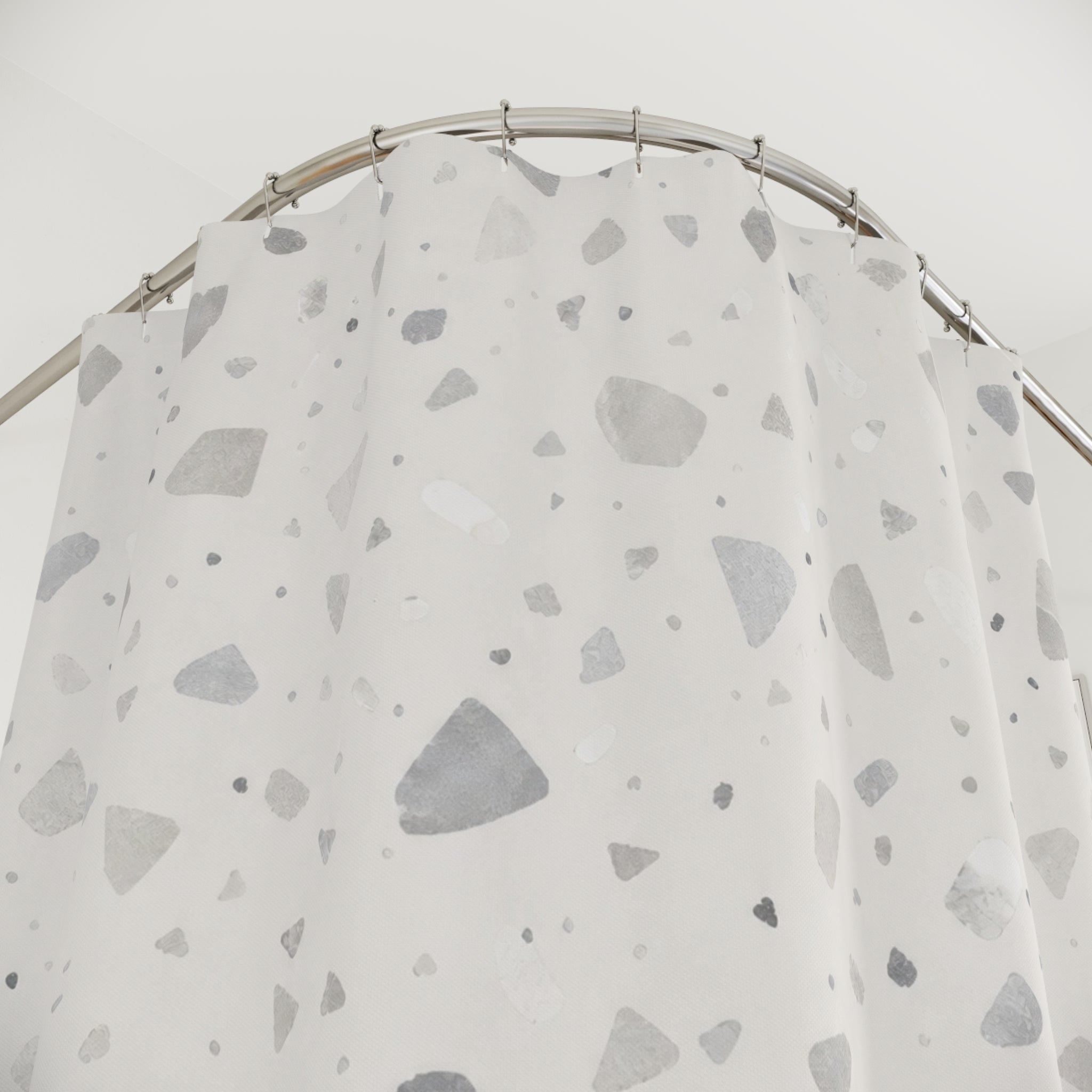 Grey White Terrazzo Shower Curtain