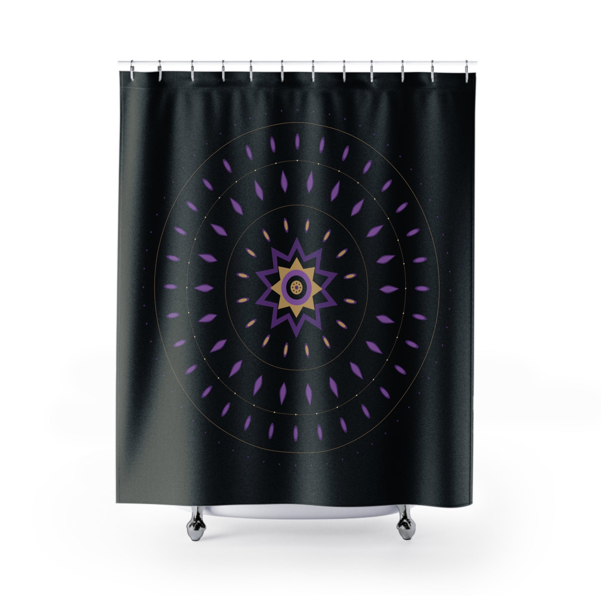 Purple & Gold Mandala Shower Curtain – Amethyst Luxe