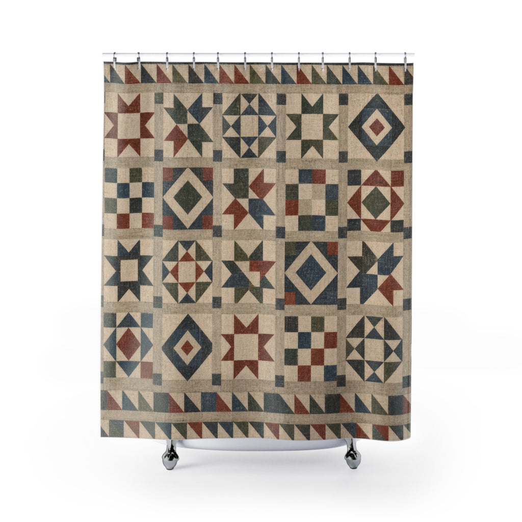 Patchwork Star Quilt Shower Curtain