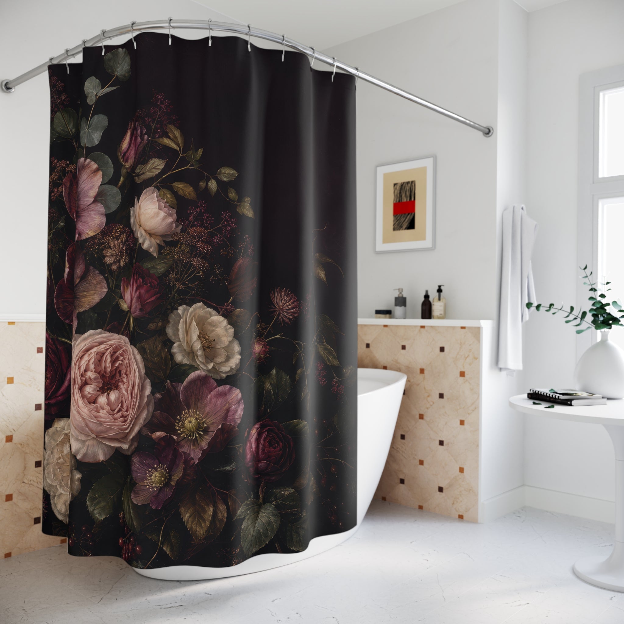 Velvet Night Floral Shower Curtain