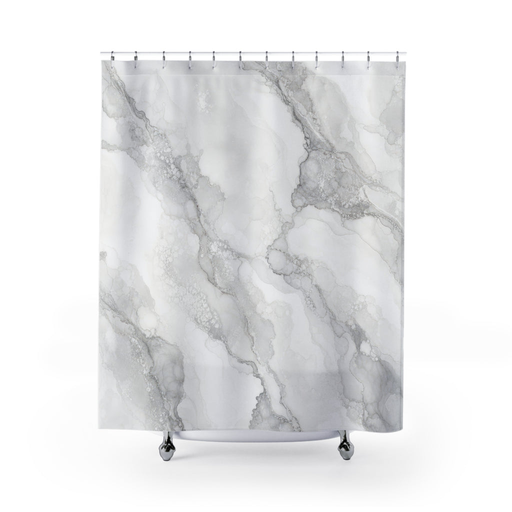 White Marble Shower Curtain