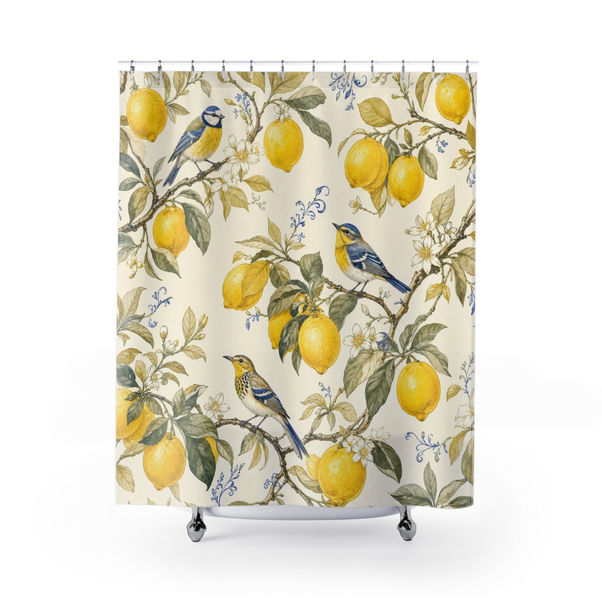 Lemon Bird Chinoiserie Shower Curtain